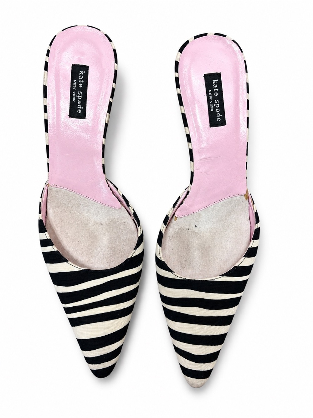 kate spade Black and Pink Striped Pointed-Toe Mule